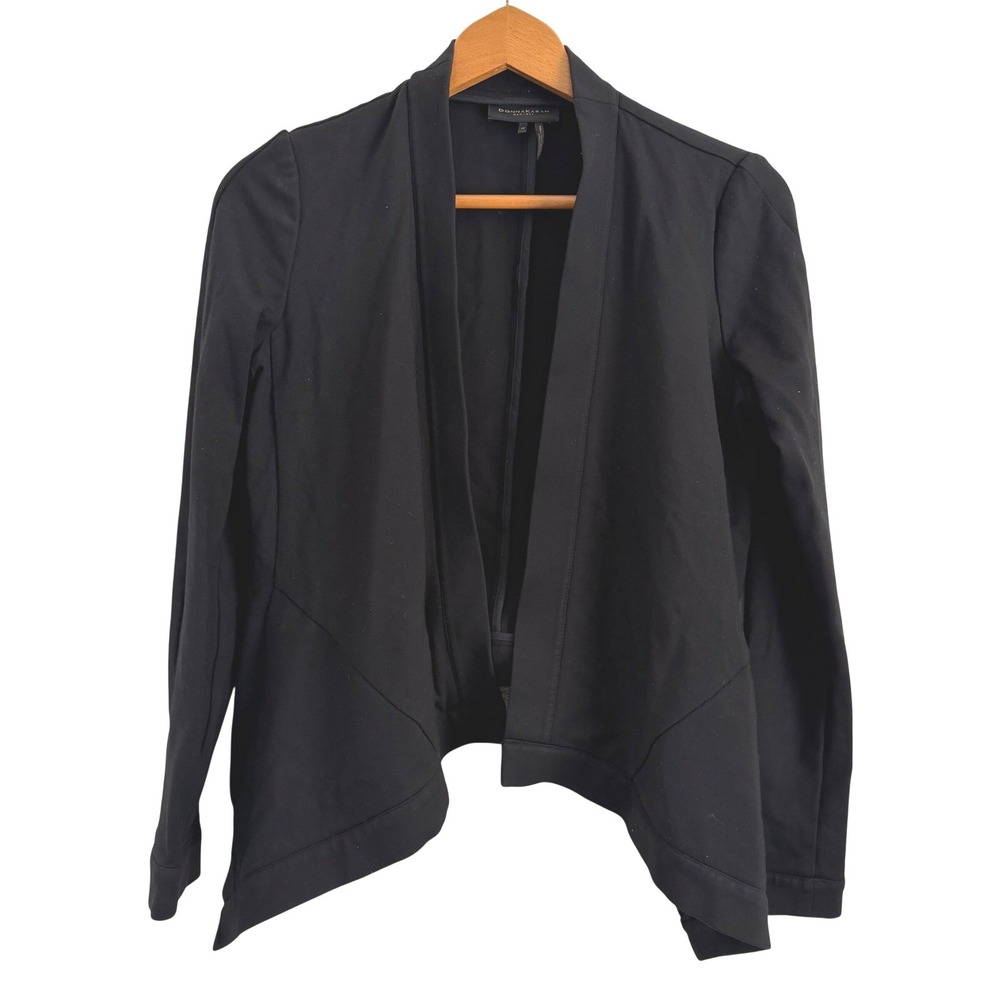 Donna Karan New York‎ Womens XS Black Open Front Asymmetrical Jacket Y2K Casual